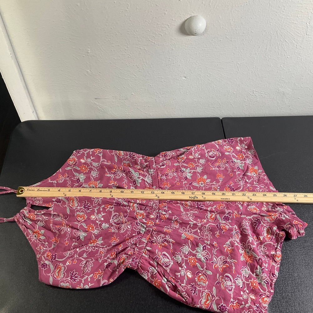 Angie‎ Floral Halter Romper Sz M Maroon Orange Paisley Print Beach Festival - Picture 12 of 14